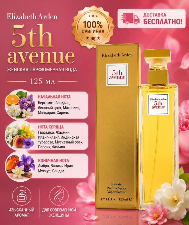 Женская парфюмерная вода Elizabeth Arden 5th Avenue, 125 мл